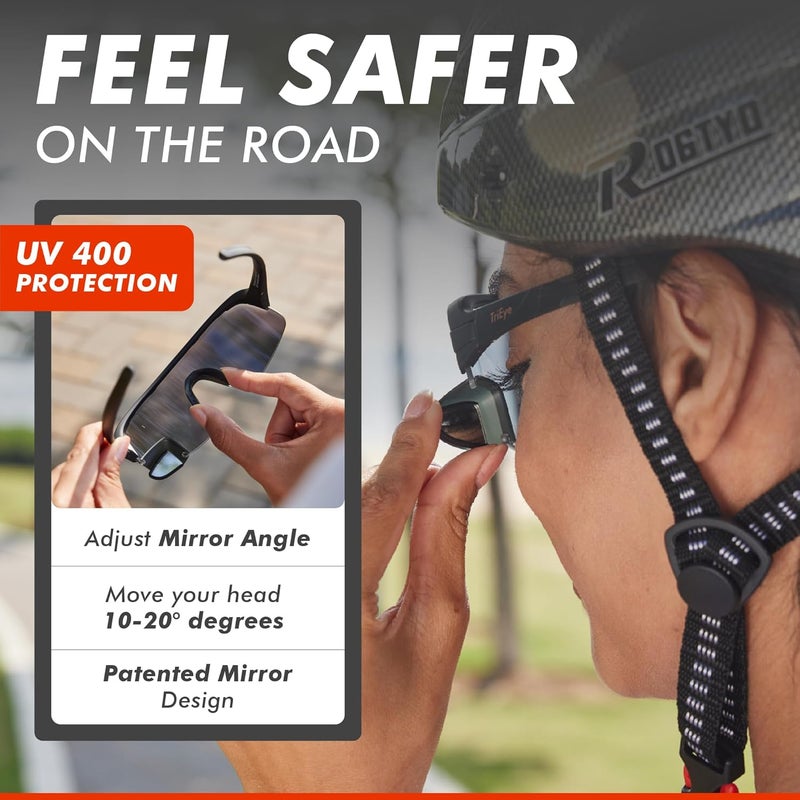 TriEye Store Cycling Glasses with Rear-view Mirror - Sports Sunglasses for Men & Women - UV-400 Protection - Image 4